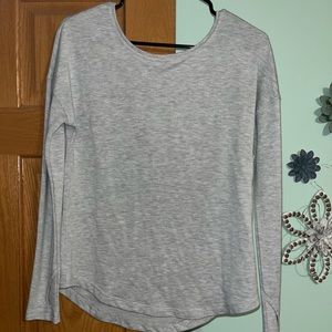 Grey Long Sleeve Top with Criss-Cross Back